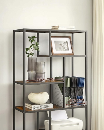 Стелаж Songmics у стилі лофт, 80 x 30 x 180 см, чорний/рустикальний дуб