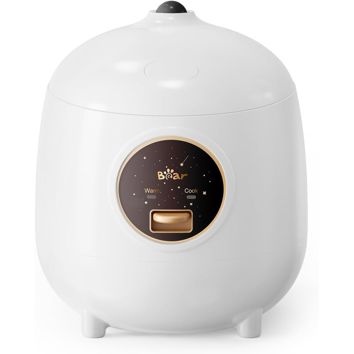 Рисварка Bear 1.2л (2 чашки) біла: мініатюрна, з антипригарним покриттям, BPA-free, портативна