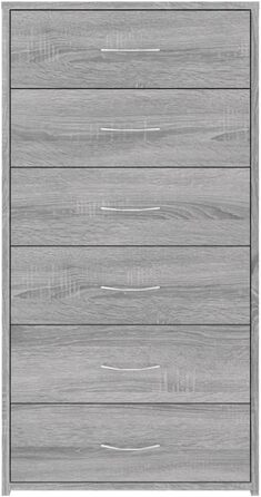 Комод vidaXL з 6 шухлядами, сірий сонома, 50x34x96 см, багатофункціональна шафа з ДСП
