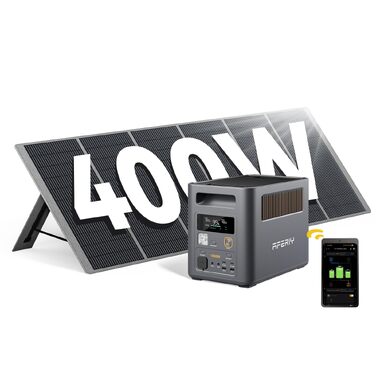 Портативна електростанція AFERIY 1800W 1024Wh LiFePO4, сонячний генератор з швидкою зарядкою 1 год, UPS <10мс, 9 виходів, чиста синусоїда 230V, керування через APP, для кемпінгу, RV та дому (1800pro+400w-set)