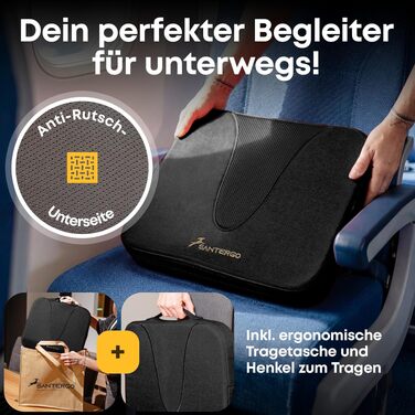 Ергономічна подушка для сидіння з піни Memory Foam (запатентована) для крісла, офісного стільця, автомобіля та інвалідного візка | Ортопедична подушка під спину, чорна