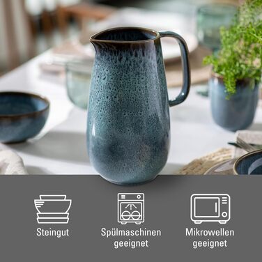 Керамічний глечик для води та соку Villeroy & Boch Lave glacé Blau, стійкий до мікрохвильової печі та посудомийки, блакитний