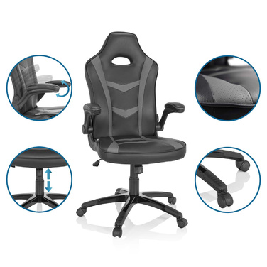 Офісне крісло / крісло керівника GAME SPORT B імітація шкіри чорний HJH OFFICE