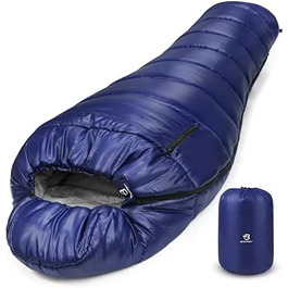 Bessport спальний мішок мумія 4 сезони, водостійкий, до -10°C, для кемпінгу, подорожей, синій