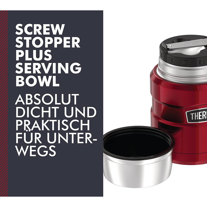 Термос для їжі Thermos Stainless King 470 мл з ложкою, нержавіюча сталь, червоний