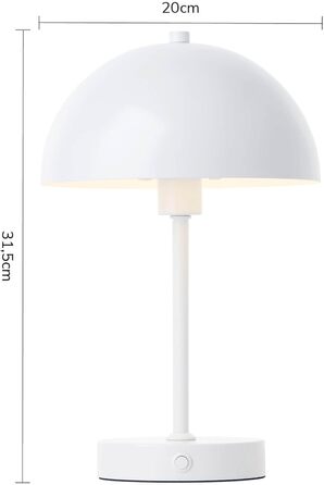 mokebo LED настільна лампа бездротова, акумуляторна, димована, USB-C, вінтажна квіткова лампа-гриб, нічник з білого металу з батареєю, тепле біле світло