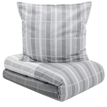 Постільна білизна s.Oliver Satin-Flanell з бавовни, в клітинку, сіра (155x220 см, 80x80 см)