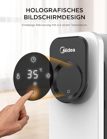 Масляний радіатор Midea NY2311-24UR, 2300 Вт, 11 секцій, з пультом ДК та LED-дисплеєм, чорний