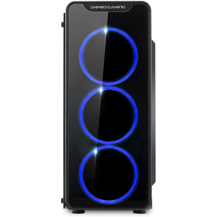 Ігровий корпус для ПК EMPIRE GAMING Warmachine ATX, середній, 4 безшумні вентилятори, LED-RGB-підсвічування, 11 режимів, скло спереду та збоку