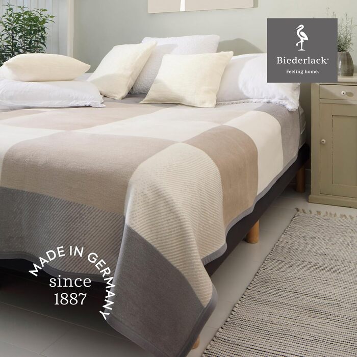 М'яка пледи-ковдра biederlack® Across Beige XXL, великий плед для дивана 220x240 см, бежевий