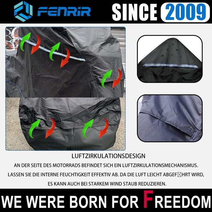 Чохол для мотоцикла FENRIR 245 см, водонепроникний захисний тент для круїзерів та турерів – підходить для Cruise, R18, Vulcan, Softail, Scout, Chief, Street Bob, Sport Glide, Fat Bob, Fat Boy, Breakout, Low Rider, Dyna, VRod, Shadow, Vstar, 245x105x125 см