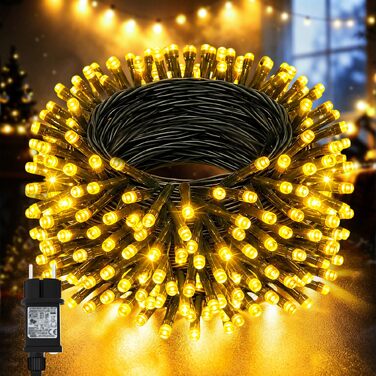 Світлодіодна гірлянда Dalugo для вулиці та ялинки, 500 LED, 30м, теплий білий колір, водонепроникна з таймером та 8 режимами освітлення