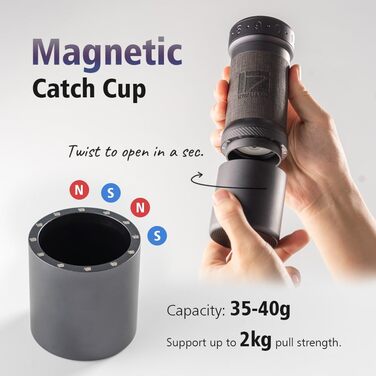 Кавомолка ручна 1Zpresso K-Ultra Eisengrau з конічним жорном з нержавіючої сталі, інтуїтивним налаштуванням та контейнером 40г, у кейсі