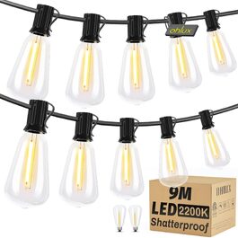 Гірлянда вулична LED 36м Lichterkette для саду, тераси, святкова, теплий білий, IP65, з подовжувачем