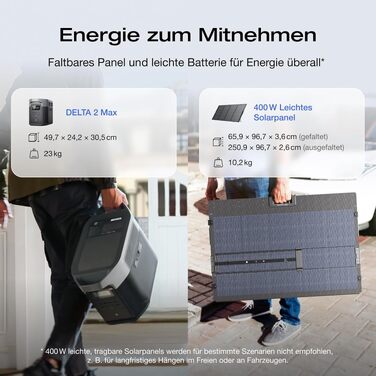 Портативна зарядна станція EcoFlow DELTA 2 Max, 2048 Вт·год, потужність 3000 Вт (з 2 додатковими акумуляторами по 400 Вт)