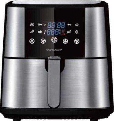 Аерофритюрниця Gastronoma 6 л XXL з нержавіючої сталі, цифровий LED-дисплей, 8 програм, 1800 Вт, без олії, чорна