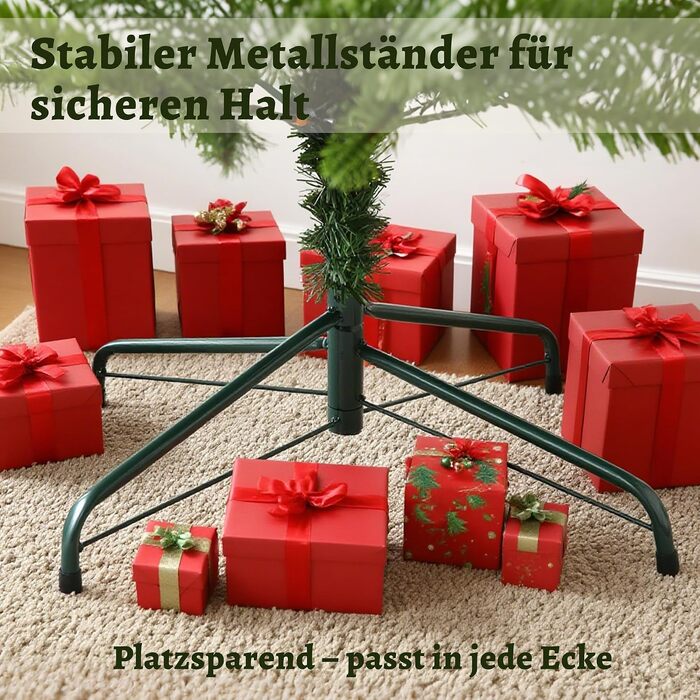 Штучна ялинка EVGN Nordmann (210 см) – реалістична хвоя PE+PVC, густа та натуральна, з металевою підставкою