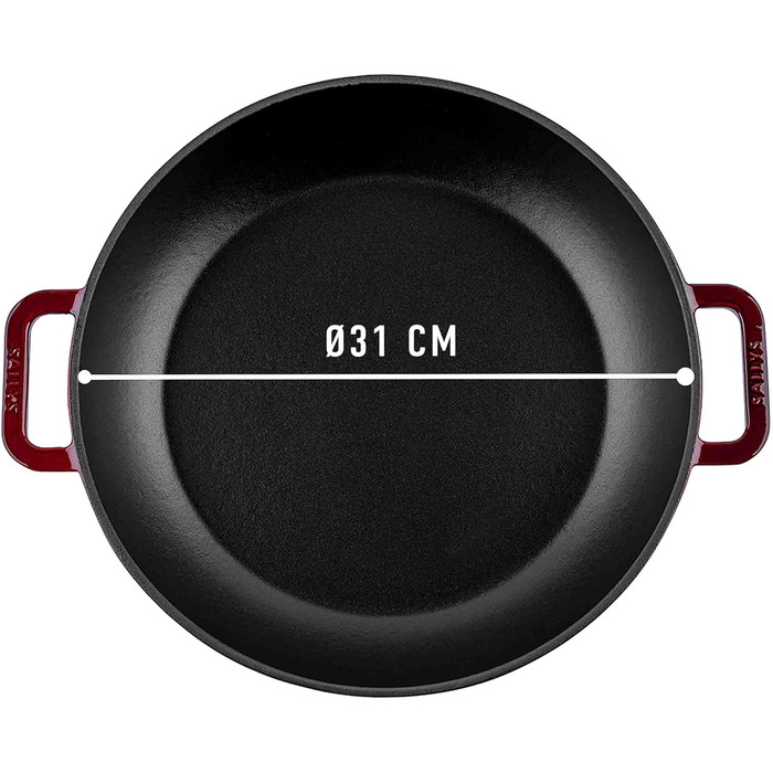 Чавунний казан Sallys 'Samira' Deluxe 2,2 л, бордовий, для всіх плит і духовки до 250°C, преміум якість