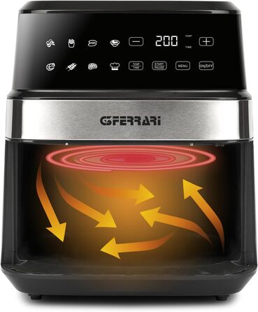 Аерофритюрниця G3 Ferrari Friggisano Big 6.5 л, 1700 Вт, 8 програм, цифровий дисплей, сталевий/чорний