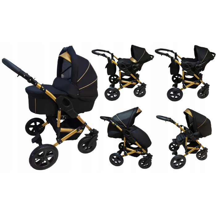 Дитячий візок X-Trall Pram 3в1, чорно-золотий