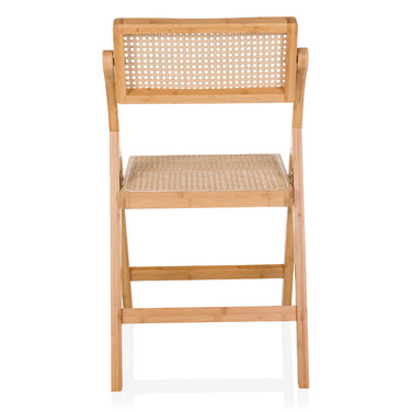 Складане обіднє крісло TUDELA BAMBOO з бамбука та ротанга, коричневе, hjh LIVING