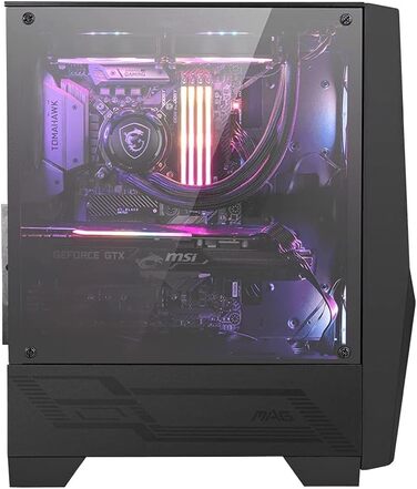 Корпус MSI MAG FORGE 100R Mid-Tower ATX, чорний, з RGB підсвіткою, 2x USB 3.1, 2x 120 мм A-RGB вентилятори, 1x 120 мм вентилятор