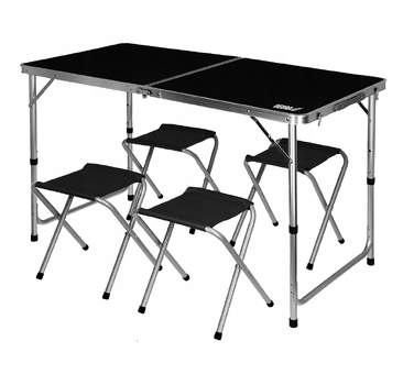 Складаний туристичний стіл DEDRA N1032, комплект з 4 стільцями, 120x60x54/60/70 см