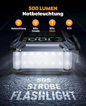 Портативний пусковий пристрій YaberAuto з компресором, 150 PSI, 6000A, 23800mAh, Jump Starter для бензинових та 10.0L дизельних двигунів з LCD-дисплеєм та світлодіодом 500 люмен