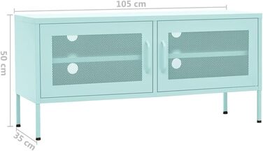 vidaXL тумба під телевізор з 2 ґратчастими дверцятами, м'ятна, 105x35x50 см, сталева, меблі для вітальні