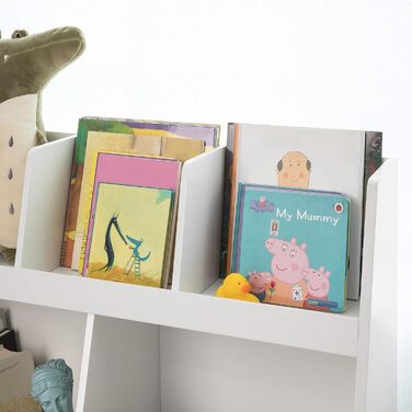 Дитячий стелаж SoBuy KMB19-W з 5 полицями, білий, масив дерева, 86x77x36 см – книжкова шафа та органайзер для іграшок