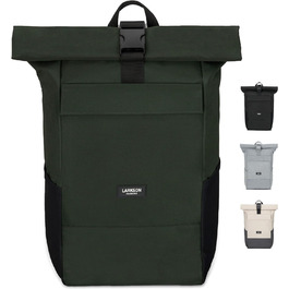 Рюкзак LARKSON Rolltop для жінок і чоловіків, водостійкий, з відділенням для ноутбука, для університету, роботи, подорожей і велосипеда, темно-зелений, універсальний розмір