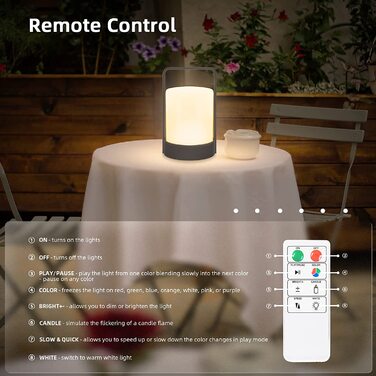 Портативна LED акумуляторна металева лампа для вулиці, димована, USB-зарядка, 8 кольорів RGB, для столу, бару, кемпінгу, саду, тераси, вітальні