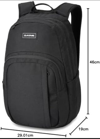 Унісекс рюкзак Dakine Campus 25L для школи, подорожей та ноутбука, водовідштовхуючий, чорний