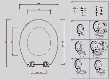 WC сидіння Primaster з МДФ, бетонна сірість, м'яке опускання, кришка для унітазу