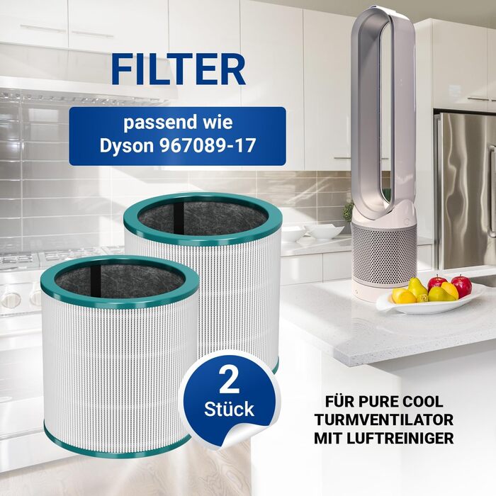 HEPA-фільтр VIOKS для очищувача повітря Dyson Pure Cool Link TP02/TP03/TP00/AM11/BP01, комплект 2 шт, змінний фільтр 967089-17 968126-03