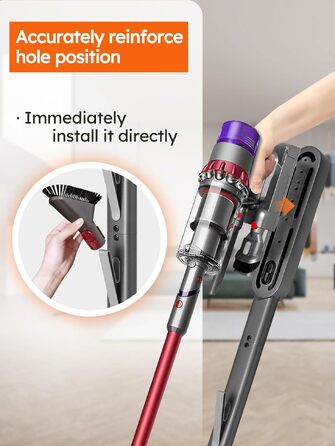 Підставка для пилососа Dyson Gen5, V16, V15, V12, V11, V10, V8, V7, V6 — металева стійка без свердління, 4 гачки для аксесуарів, темно-сіра