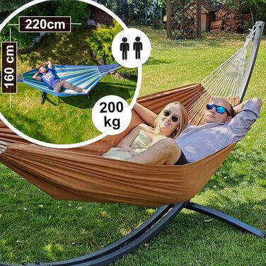 Гамак подвійний Potenza Outdoor з металевим каркасом для 2 осіб, бавовна, 220x160 см, до 200 кг, графіт