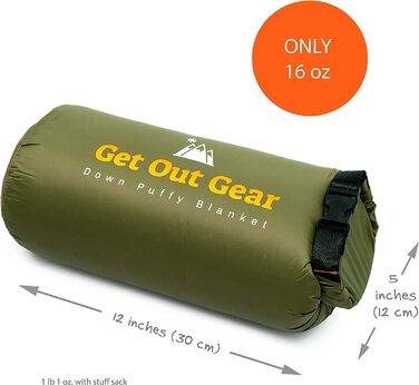 Пухова кемпінг-ковдра Get Out Gear для вулиці, легка, компактна, водонепроникна, 650 fill power, для туризму, подорожей, гамака, оливково-оранжева