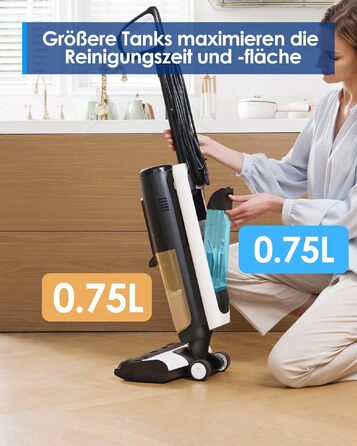 Tineco Floor ONE iFloor 5 Steam: Пилосос 2-в-1 для вологого та сухого прибирання з гарячим повітрям, 20 кПа, 40 хв роботи