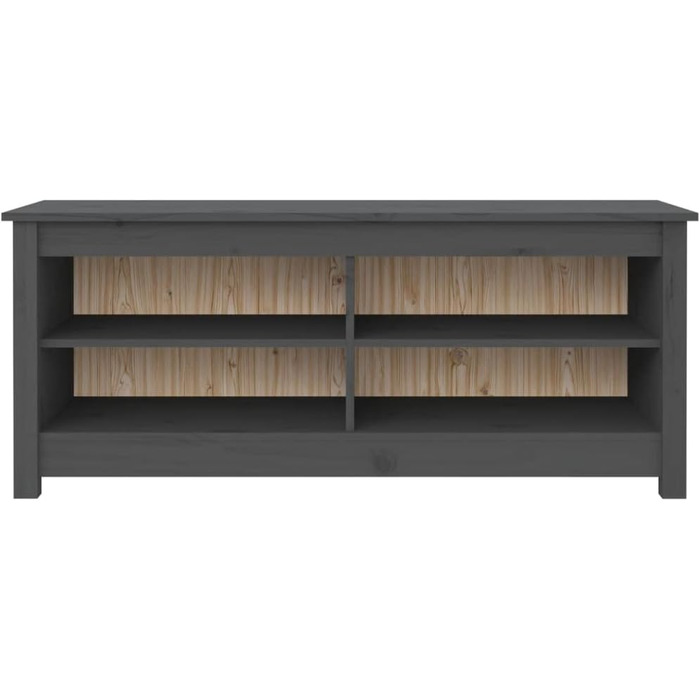 vidaXL Лавка для взуття з полицею, сіра, масив сосни, 110x38x45,5 см – банкетка у передпокій з великим місцем для зберігання
