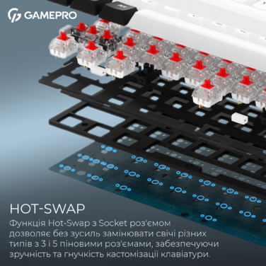 Бездротова механічна клавіатура GamePro Asgard Valhalla  (MK210W Pro) 65% QLAB orange switches