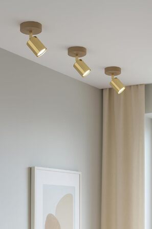 Потоховий світильник-спот Beige, поворотна LED люстра з металу (золота), GU10 для кухні, вітальні та передпокою, сучасний дизайн, 1 лампа