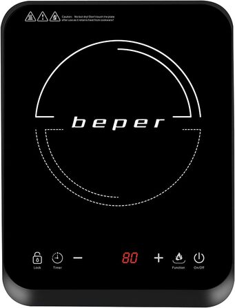 Індукційна плита BEPER BF.700, 1 конфорка, 2000 Вт, 10 режимів потужності, склокераміка, таймер