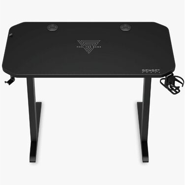Ігровий стіл SENSE7 Nomad Classic 100x50 см, комп'ютерний стіл з вуглецевим покриттям, геймерський стіл з гачком для навушників, підстаканником і тримачем для контролера, ергономічний