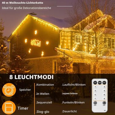 Світлодіодна гірлянда YAGOPAL 100м 800 LED для вулиці та дому, багатоколірна, 8 режимів з пультом керування та таймером, IP65 для ялинки, тераси та святкового декору