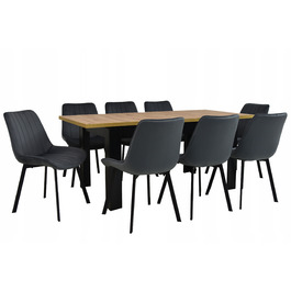 Комплект: розкладний стіл ARTISAN (80x140/180) та 8 стільців LOFT IK-17, сірі