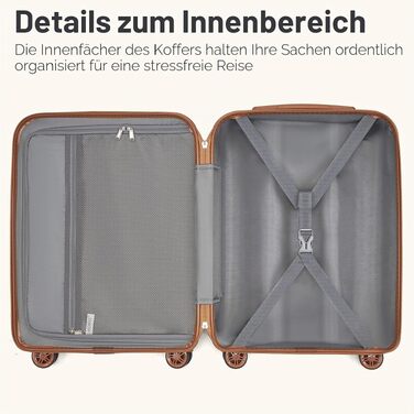 Валіза KONO XL (75 см) розширена, легка, з твердим корпусом та TSA-замком, темно-зелений/коричневий