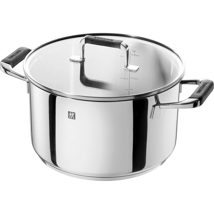 Набір каструль і сковорідка CORNELIA POLETTO BY ZWILLING, 6 предметів, з 4 кришками, для індукції, нержавіюча сталь, скляні кришки