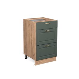 Кухонна нижня шафа з шухлядами Vicco Fame-Line Green-gold Country House, 50 см, колір зелений-золотий (без стільниці)