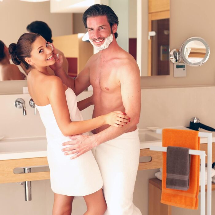 Підлогова стійка для рушників Relaxdays, 2 перекладини, білий, сталь, для ванної кімнати, 81x48x20 см